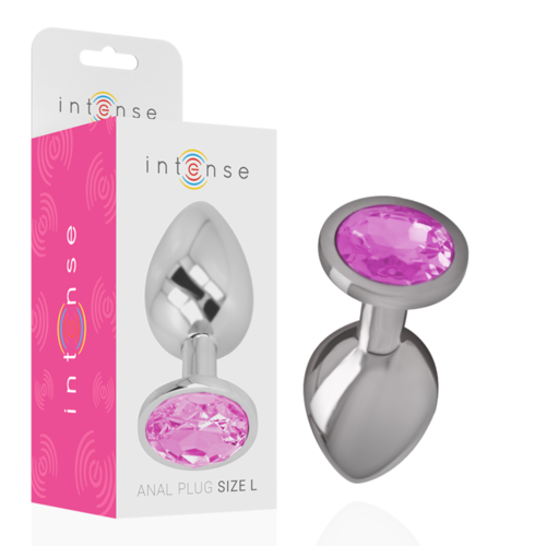 INTENSE - PLUG ANAL METAL CON CRISTAL ROSA TALLA L