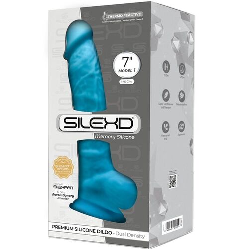 SILEXD - MODELO 1 PENE REALISTICO SILICONA PREMIUM SILEXPAN AZUL 17.5 CM