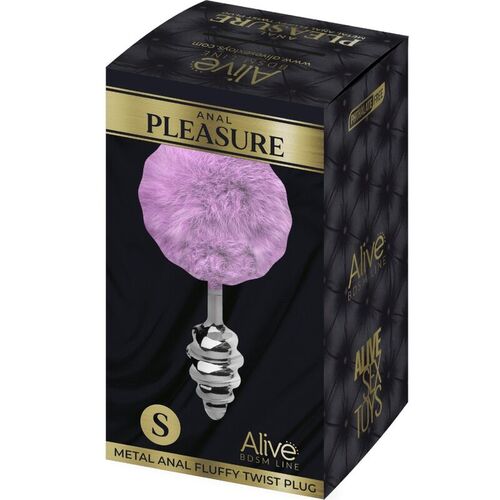 ALIVE - ANAL PLEASURE PLUG ESPIRAL METAL POMPON VIOLETA TALLA S