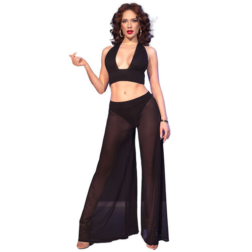 CHILIROSE - CR  4857 SET TOP Y PANTALONES NEGRO TALLA S